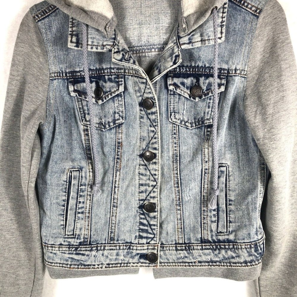 Highway Jeans Girls Denim Jacket Size S Hooded Sweatshirt Button Up Casual - Picture 4 of 15